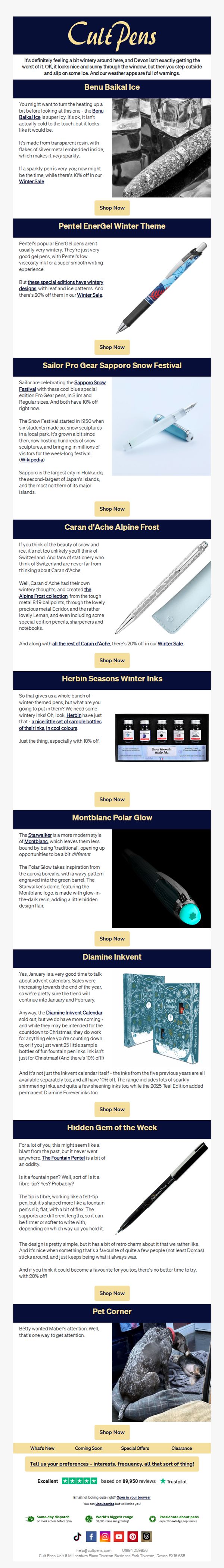 10. Cult Pens : It's Very Winter - but that means it's Winter Sale time!