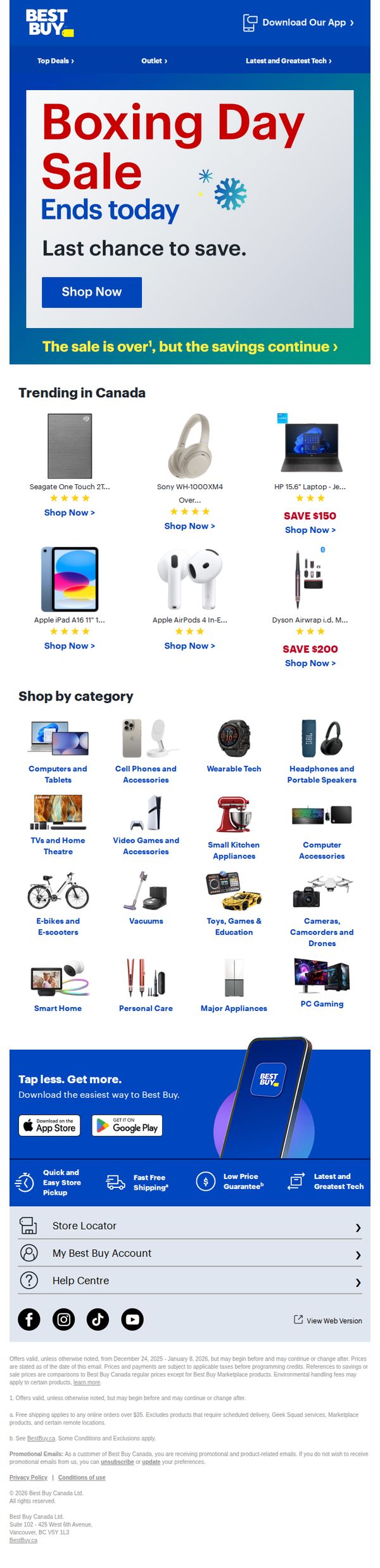 8. Best Buy - CA: Last chance for Boxing Day extended savings. 💸