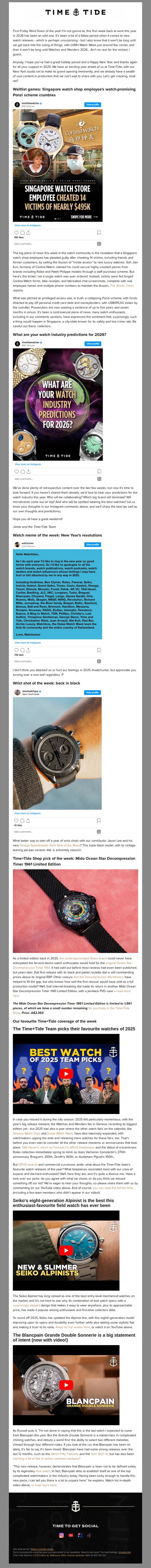 7. Time+Tide Watches: FRIDAY WIND DOWN: Singapore watch boutique employee's waitlist scam cheats victims of almost $500,000
