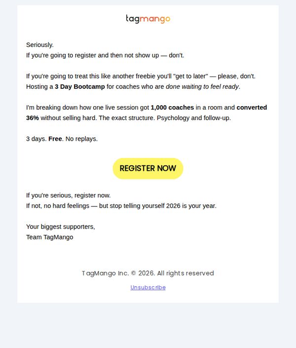 10. Please don't register for this...