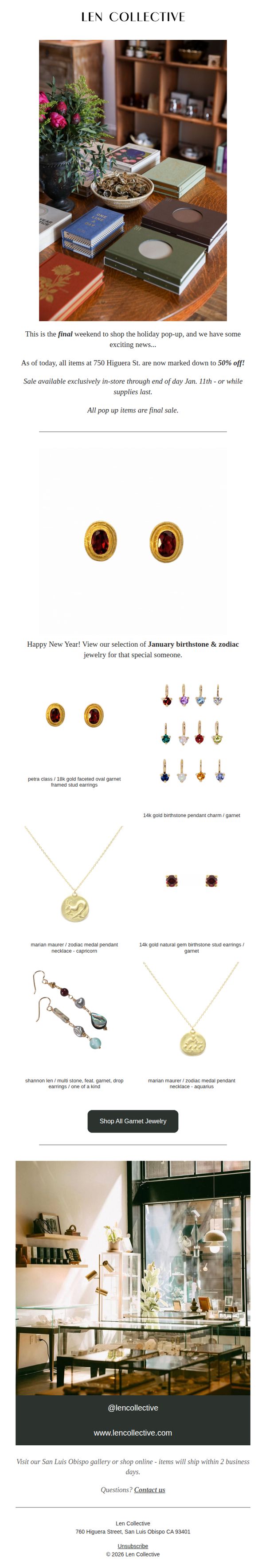 10. Len Collective: January Birthday Gifts + FINAL 50% off at the Bookstore this weekend