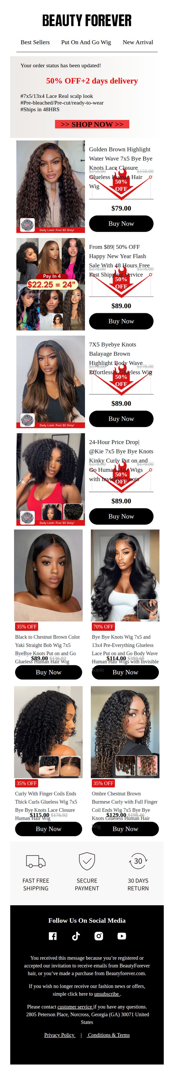 7. Beauty Forever: Yes! Everything 50% OFF For You 🔥