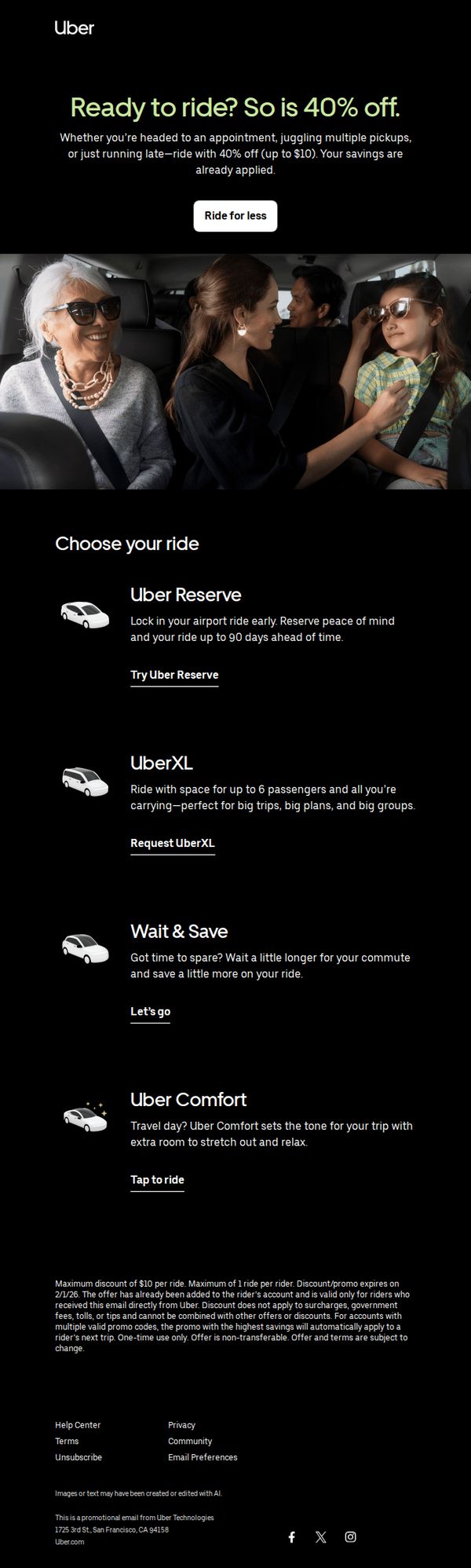 6. No car? No problem. Have 40% off.