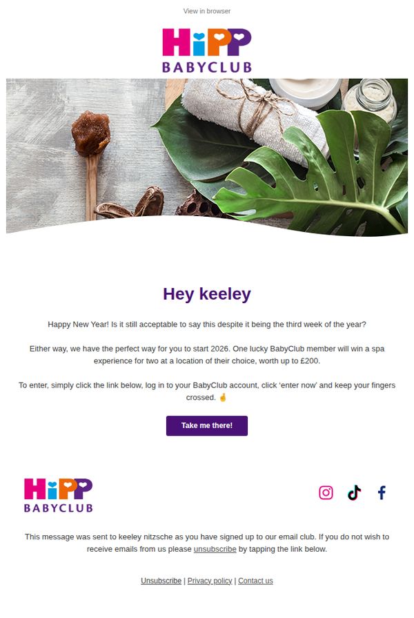 6. HiPP - UK: Relaxation awaits, keeley! Win a spa trip for two! 💆‍♀️💜