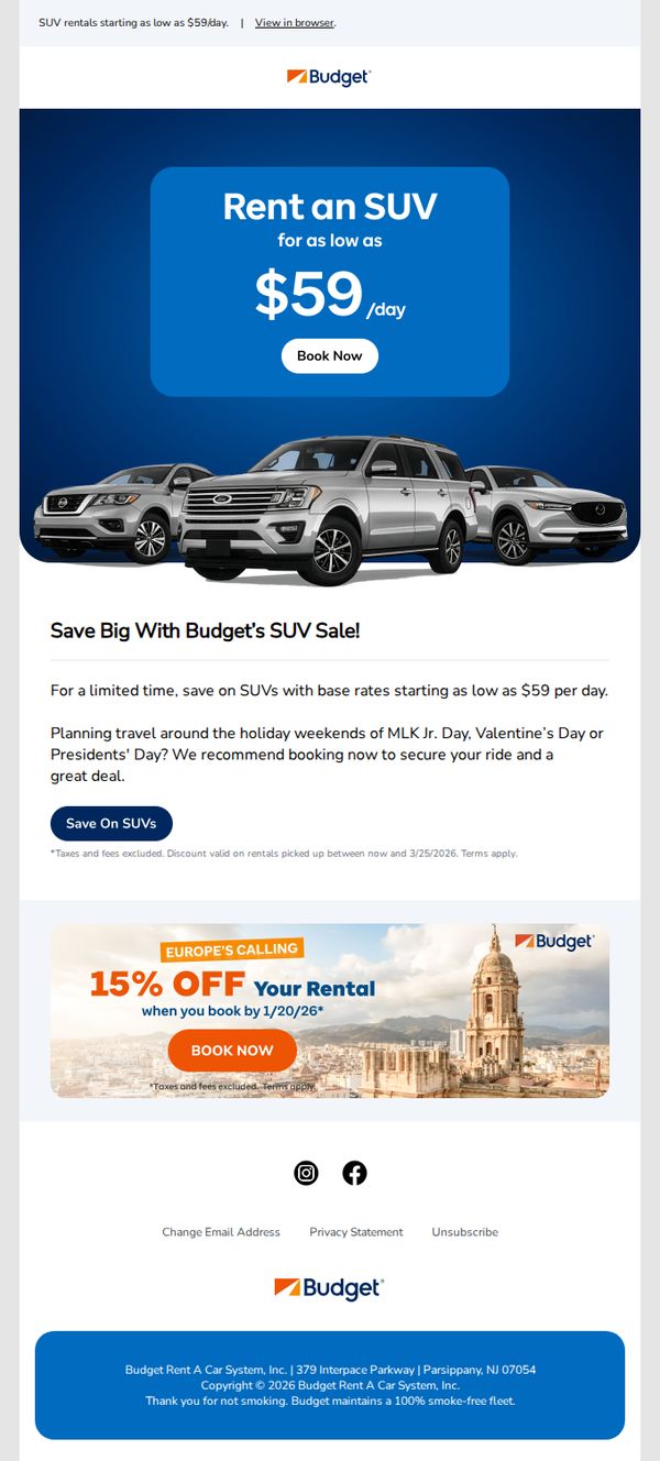 10. 📢 Lanny, Budget's SUV Sale is back for a limited time