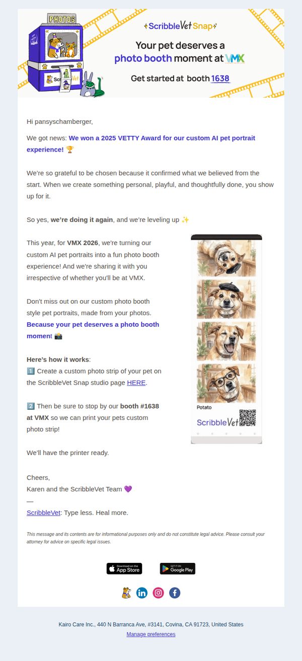 6. Our AI pet portraits won a VETTY 🏆 and we're at it again!