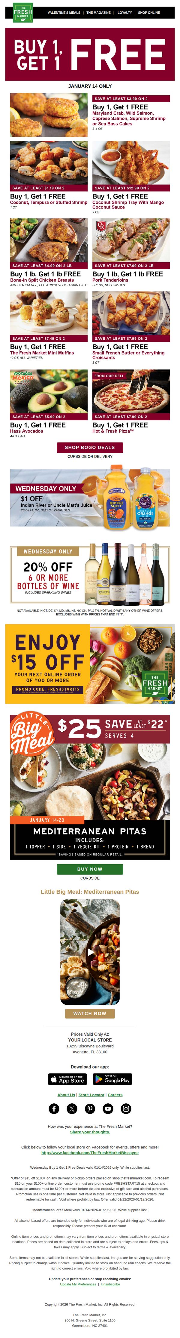 6. The Fresh Market: Wednesday BOGOs: Buy one, discover more