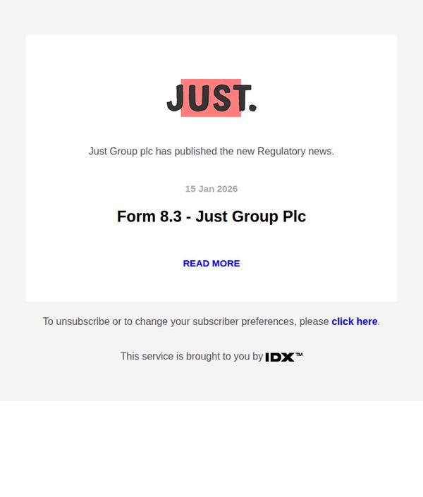 6. Just Group plc email alerting service