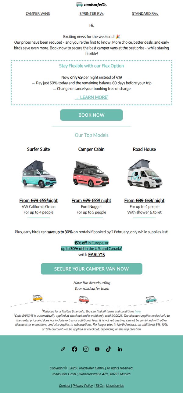 8. roadsurfer : 🚨 Price Alert: Rent from just €59