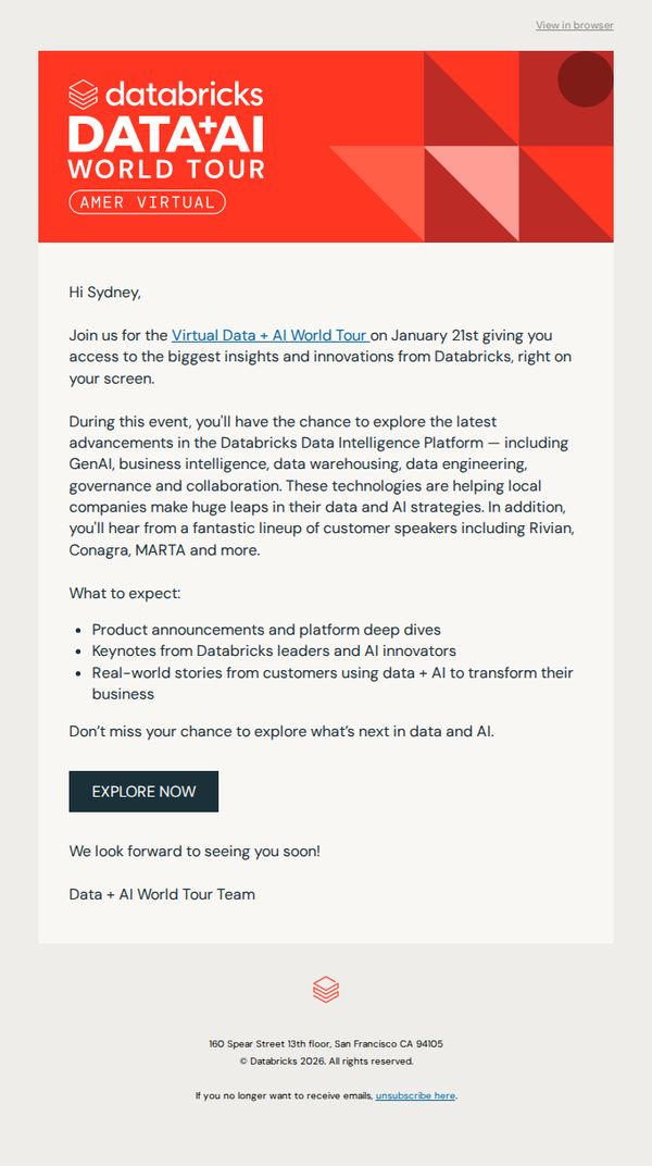 8. Data + AI World Tour Virtual January 21, 2026