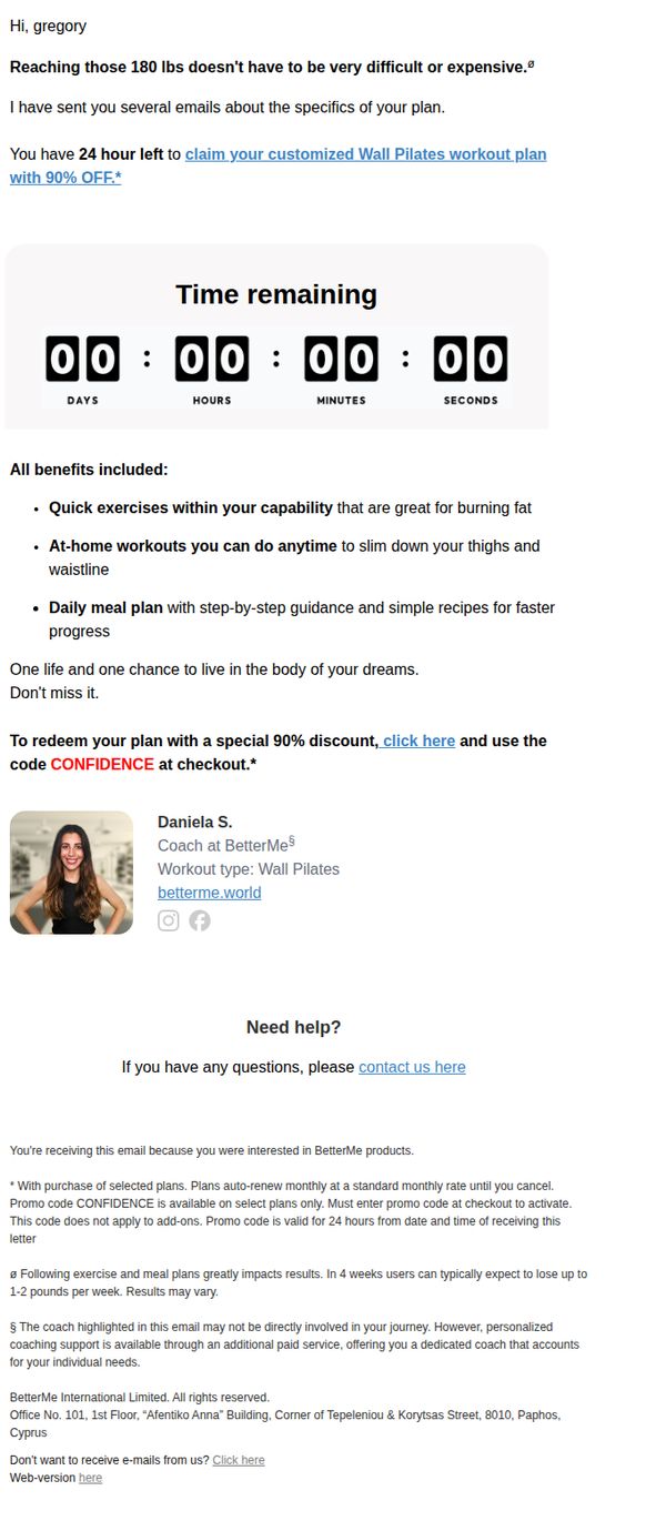 8. gregory, 24 hours left to claim your 90% off plan