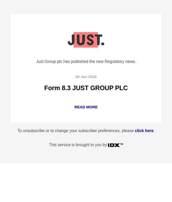 10. Just Group plc email alerting service