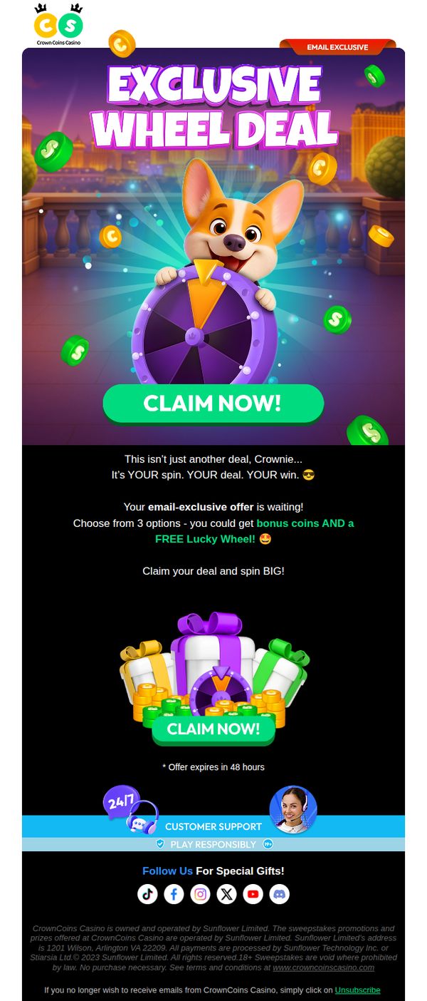 7. CrownCoins Casino: Exclusive: That One’s Wheely Good, Crownie... 😯