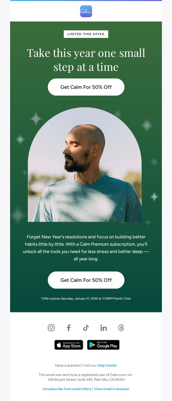 8. 🎁 Just for you: 50% off Calm Premium