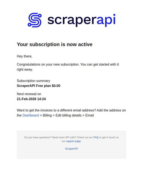 10. Your subscription is now active, let's start scraping!