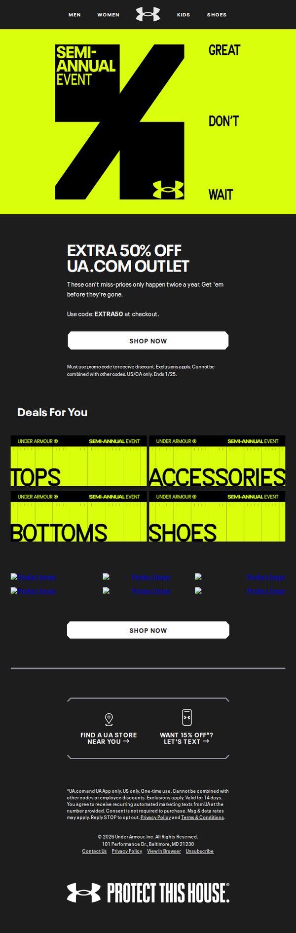 10. EXTENDED: Extra 50% off Outlet