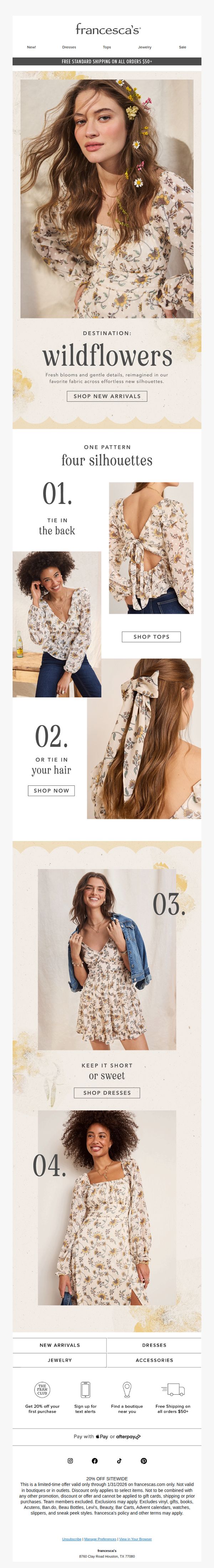 8. francesca's: Destination : New Arrivals 🌻🌺