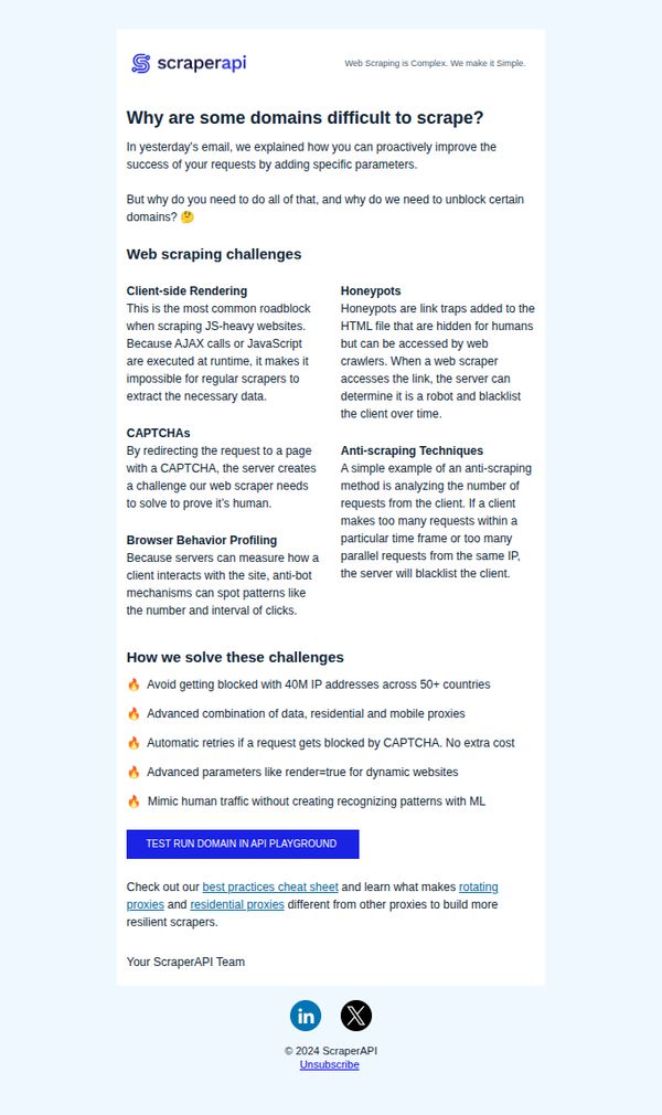 7. Difficult to scrape domains