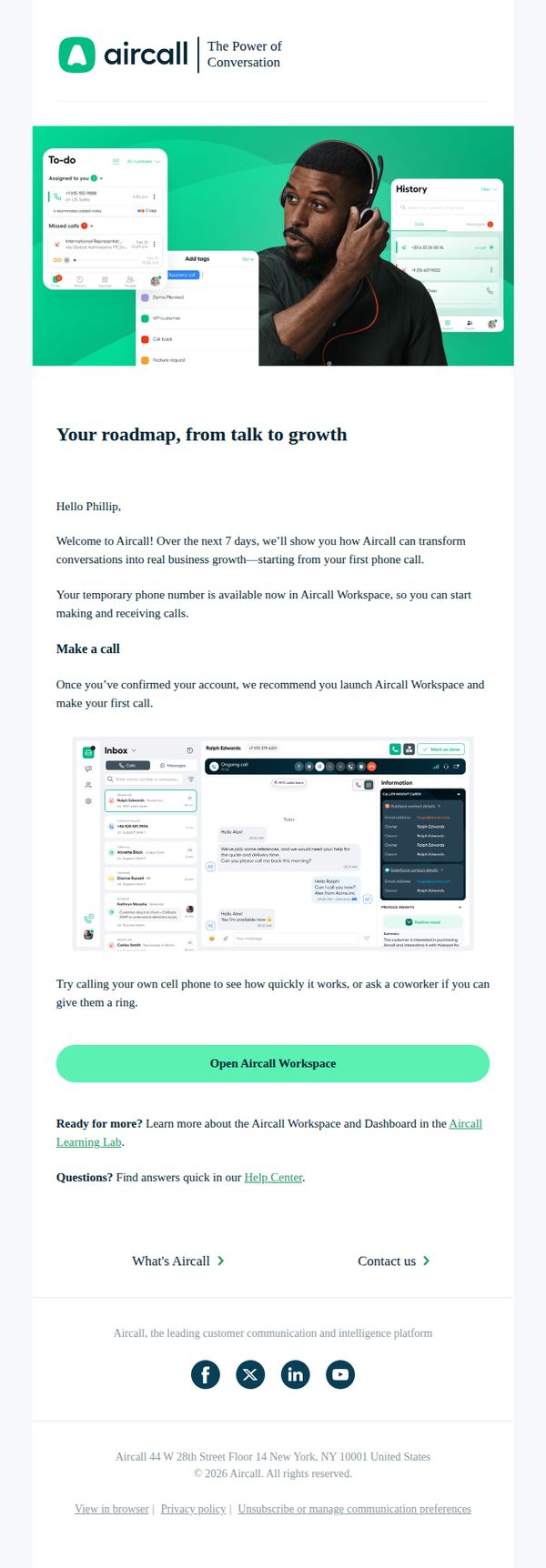 7. Aircall : Welcome to Aircall! Allow us to introduce ourselves