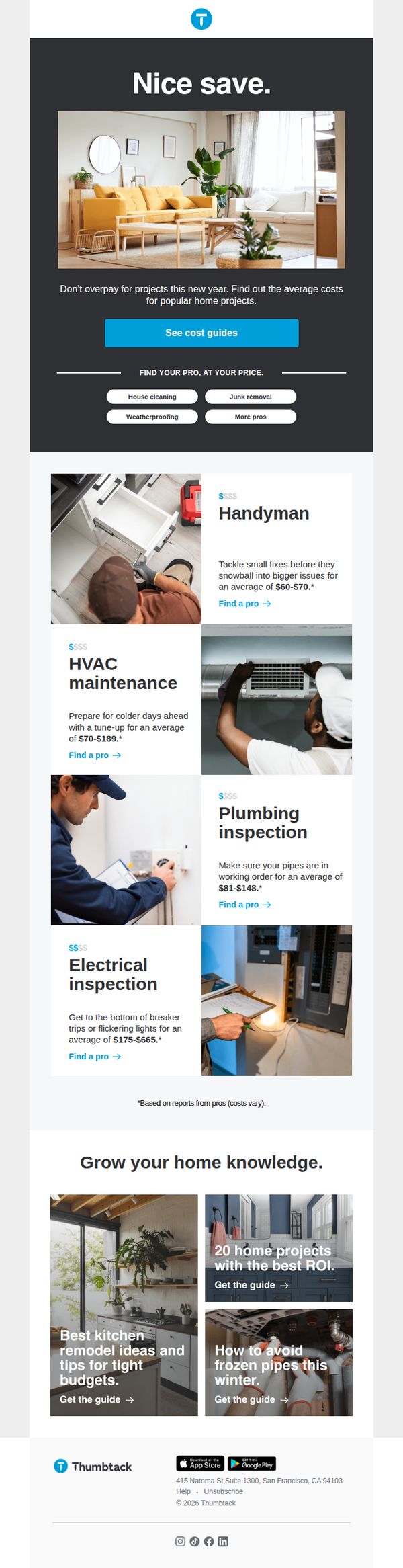9. Thumbtack : Booking a project? Know the fair price