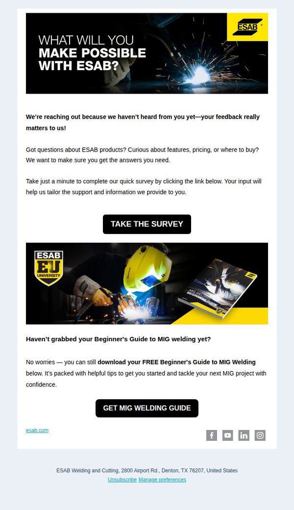 7. ESAB : Share Your Thoughts with ESAB!