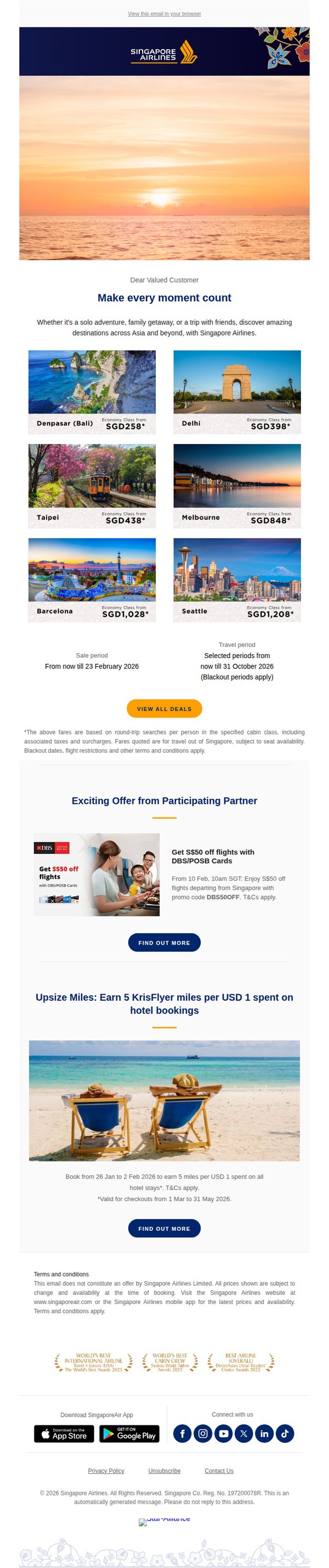 7. Singapore Airlines: Make every moment count