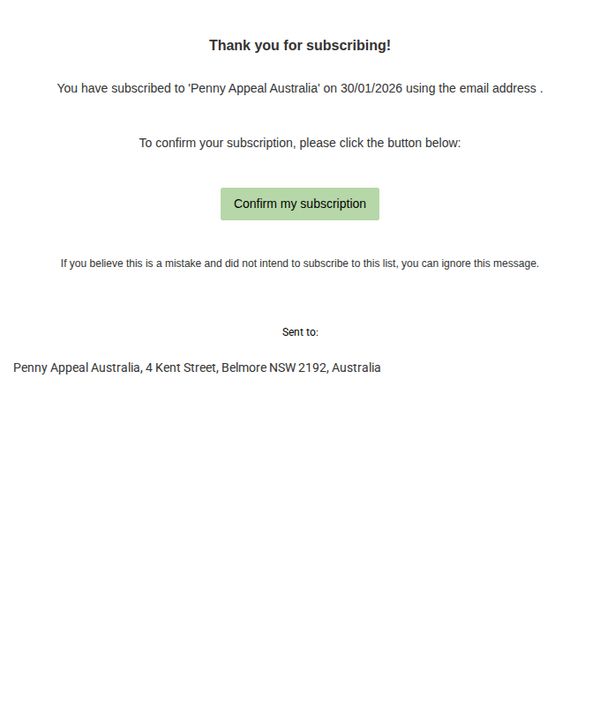 7. Please confirm your subscription to Penny Appeal Australia