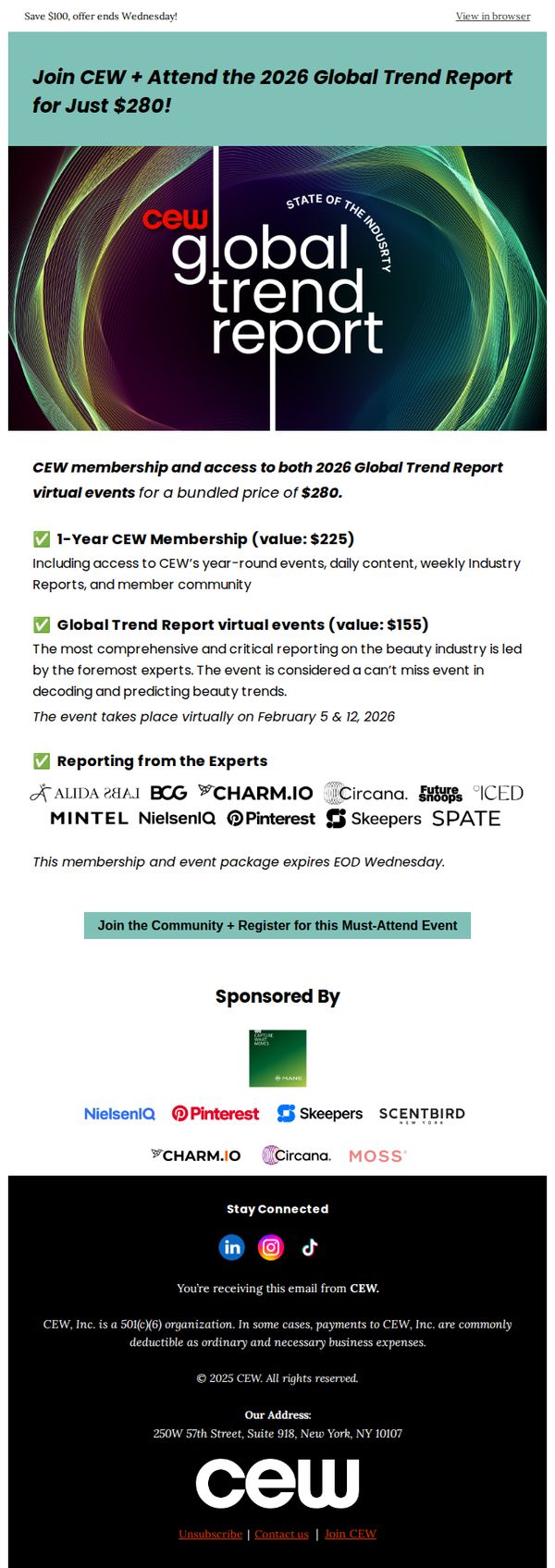 10. LIMITED TIME OFFER: Join CEW Now + Save $100 on a Global Trend Report Series Pass ✅ ➕ 🎟️