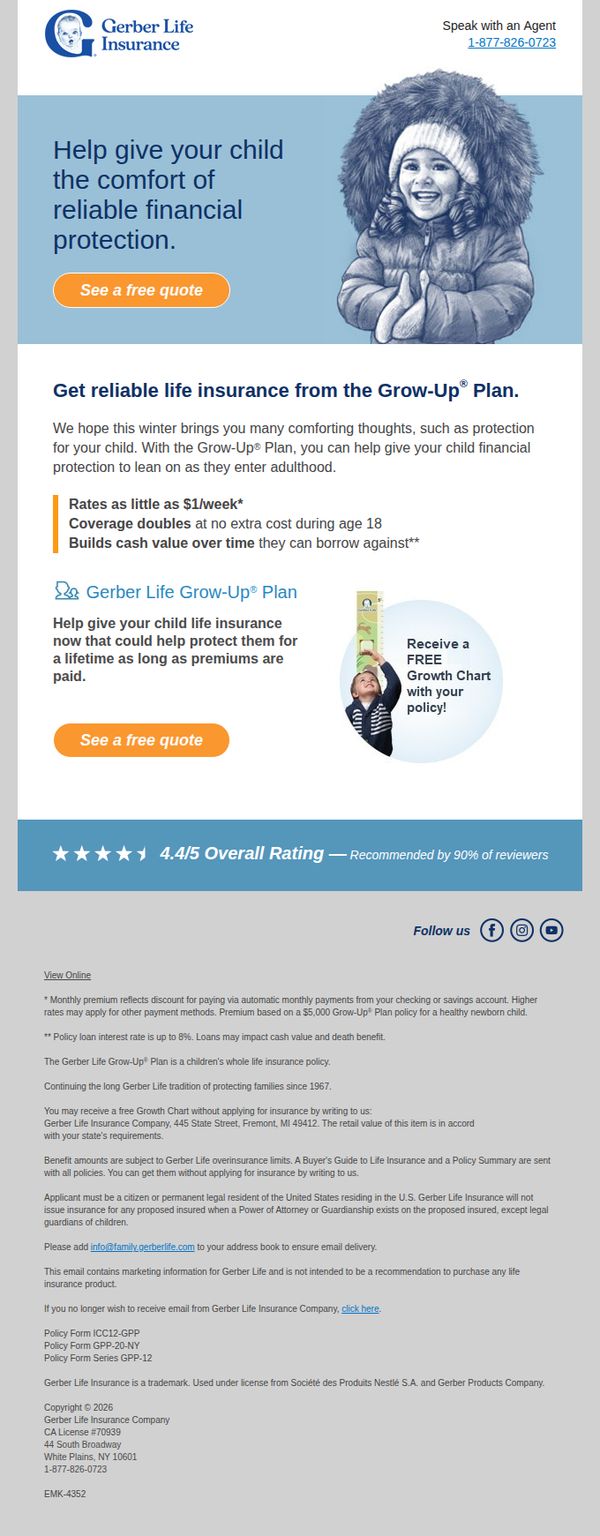 7. Gerber Life: Online application for child life insurance