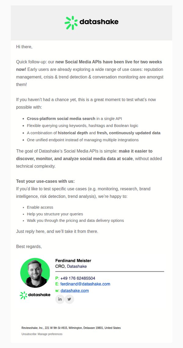 10. Datashake: Datashake’s New Social Media APIs are live! Try Them Out now!