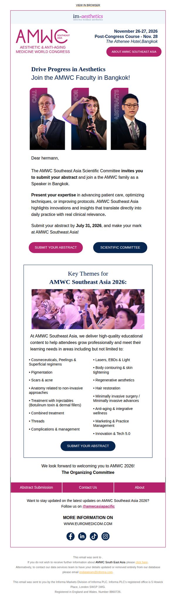 8. [Call for abstracts] AMWC in Bangkok, Thailand 📅  November 26-28.