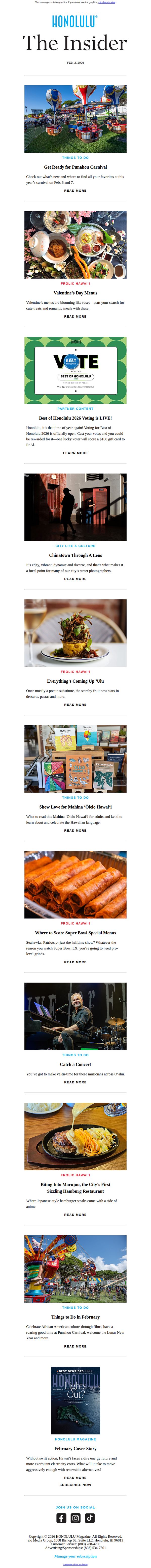 6. 🎪 Punahou Carnival guide + Valentine’s and Super Bowl menus