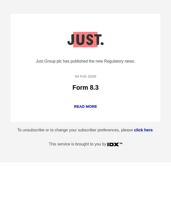 7. Just Group plc email alerting service