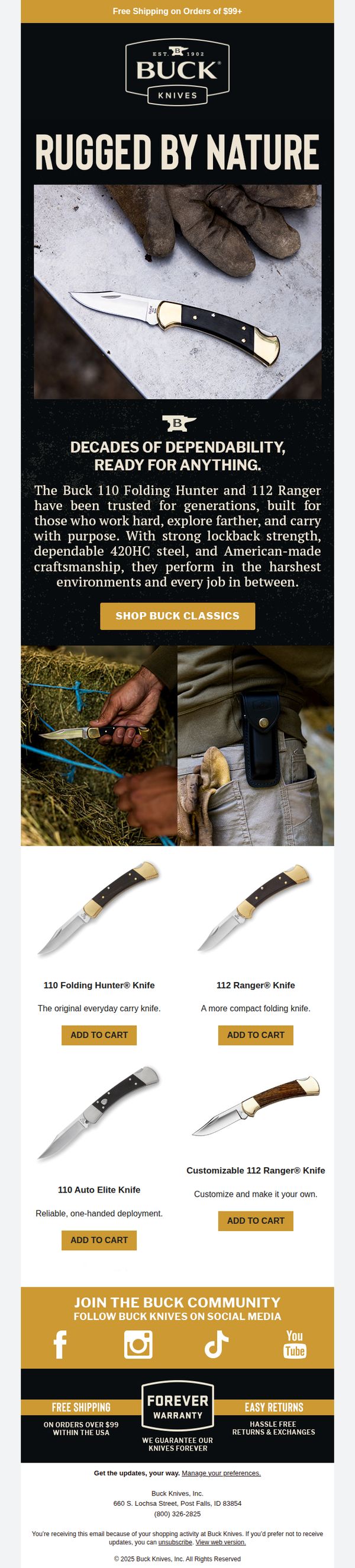 6. Buck Knives : Rugged by Nature: The 110 & 112 Series