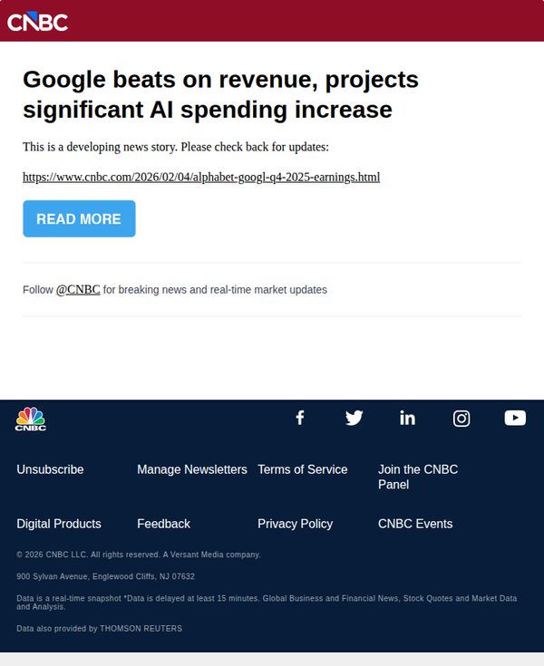 10. Google beats on revenue, projects significant AI spending increase