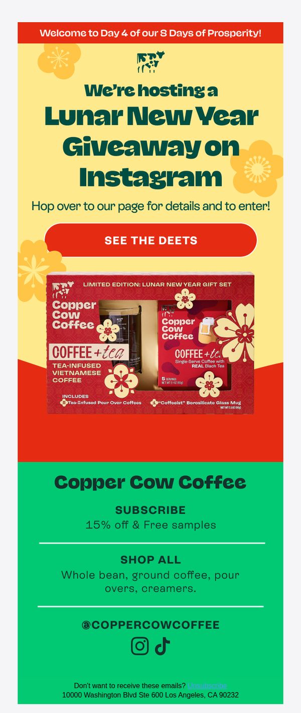 10. Copper Cow Coffee: We're hosting a STACKED Lunar New Year Giveaway!