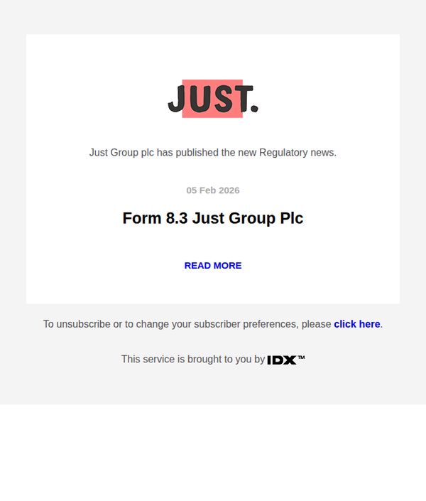 6. Just Group plc email alerting service