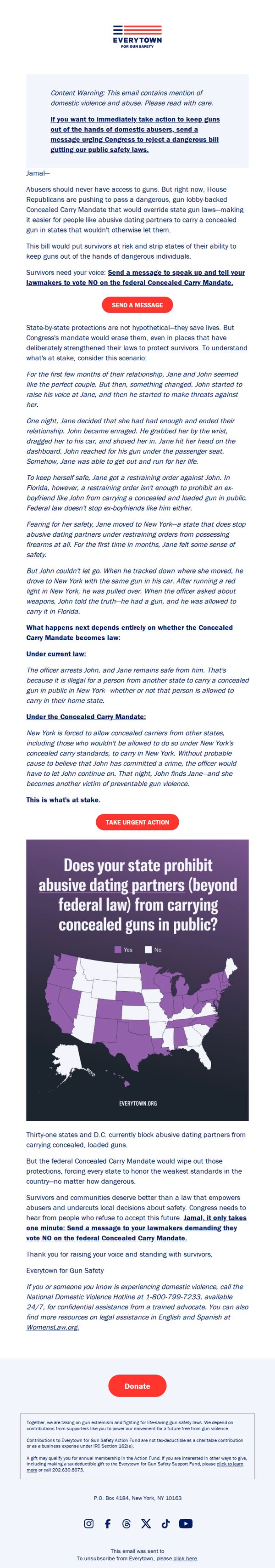 7. Stop Congress from putting survivors in danger