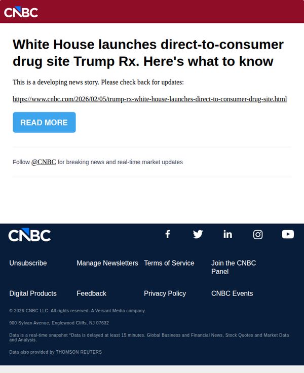 8. CNBC Europe: White House launches direct-to-consumer drug site Trump Rx. Here's what to know