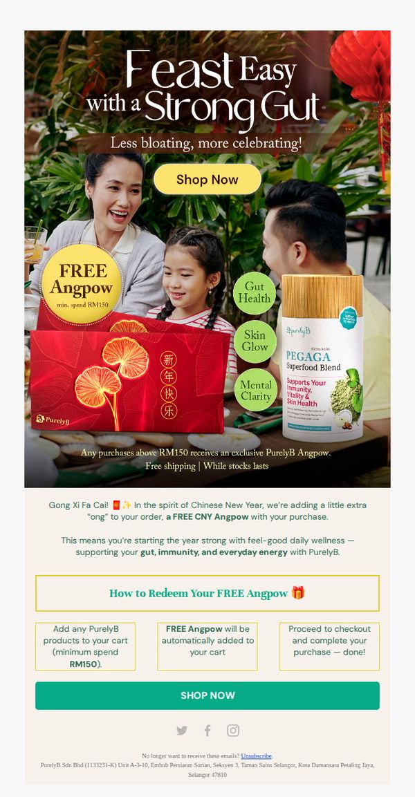 7. PurelyB: Celebrate CNY With FREE Angpow 🎉