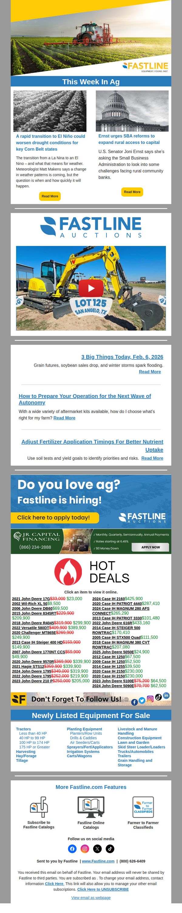 6. Equipment Deals and Farm News from Fastline