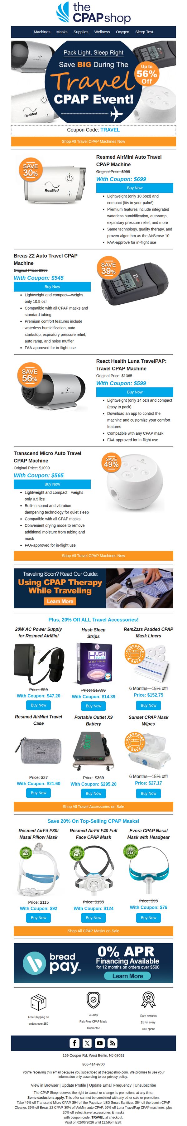 8. The CPAP Shop: Ends at Midnight! ⏳ Travel CPAPs Under $550 + 20% Off Coupon Inside