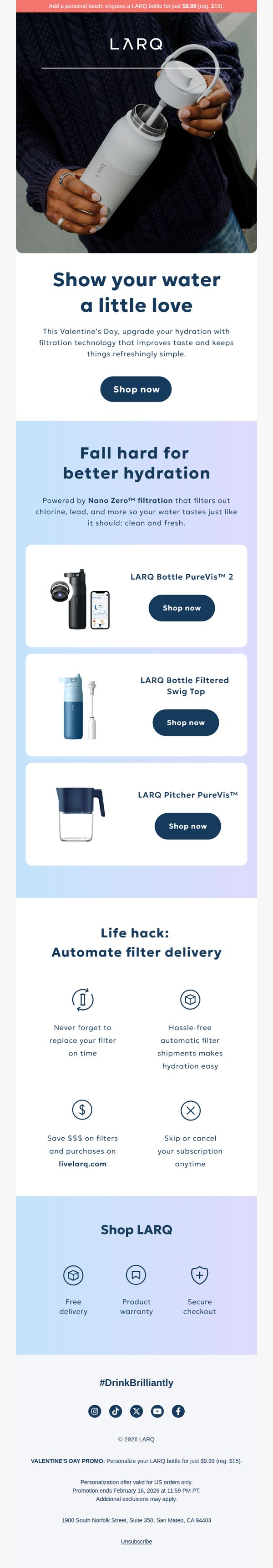 8. LARQ: Hydration that commits + a gift that hits 💘