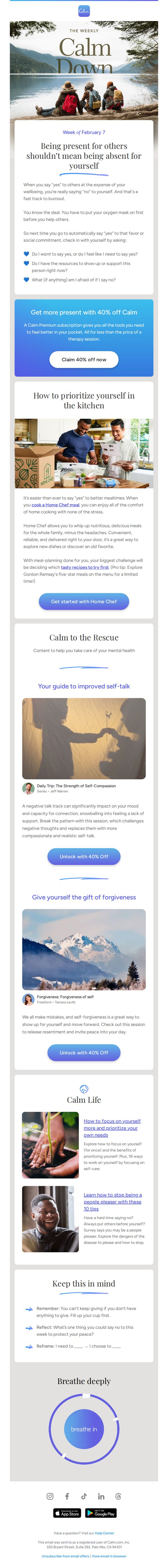 10. Calm : 💙 Here’s how to prioritize yourself (without the guilt)