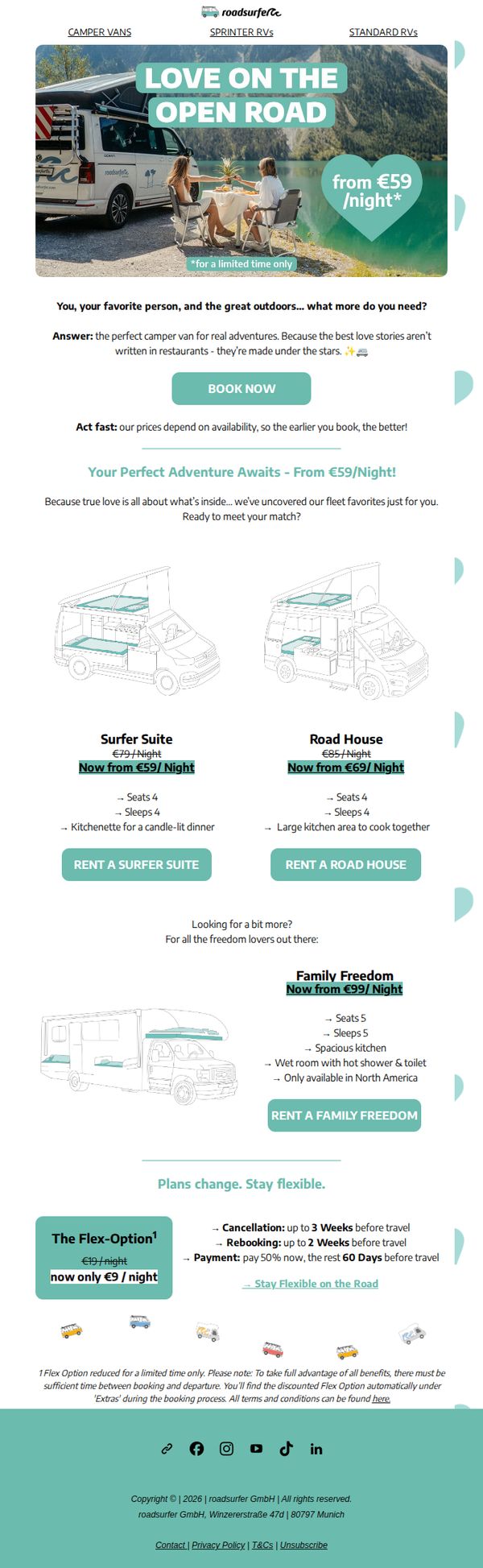 6. ❤️ Your Date with Adventure Awaits: Camper Van rental from €59/Night!
