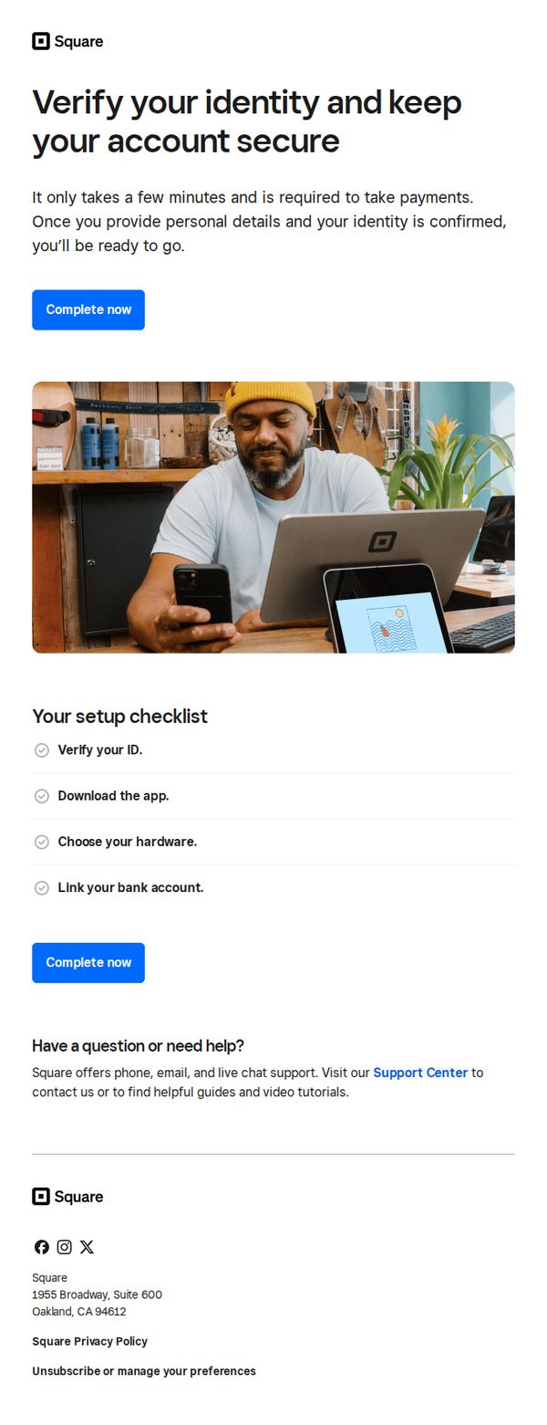 9. Start taking payments — just verify your identity