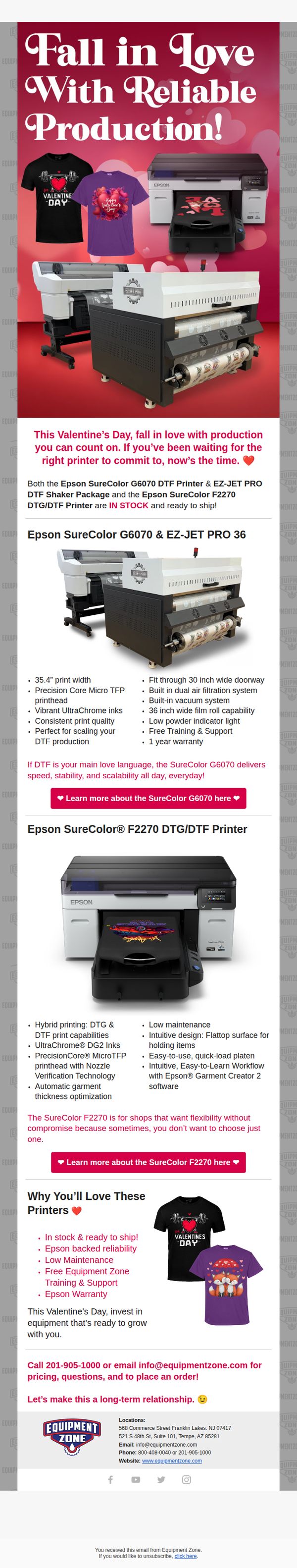9. Equipment Zone: Epson G6070 & F2270 IN STOCK | Fall in Love with Production That Delivers ❤️