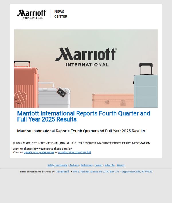 10. Marriott International Reports Fourth Quarter and Full Year 2025 Results