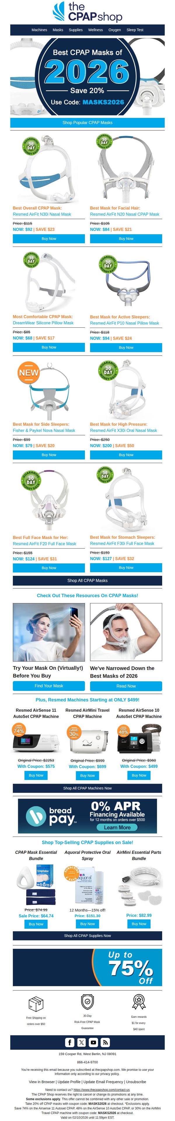 9. The CPAP Shop: Best Masks of 2026! ✨ Our Picks for Every Need—Starting at ONLY $68 (Code: MASKS2026)