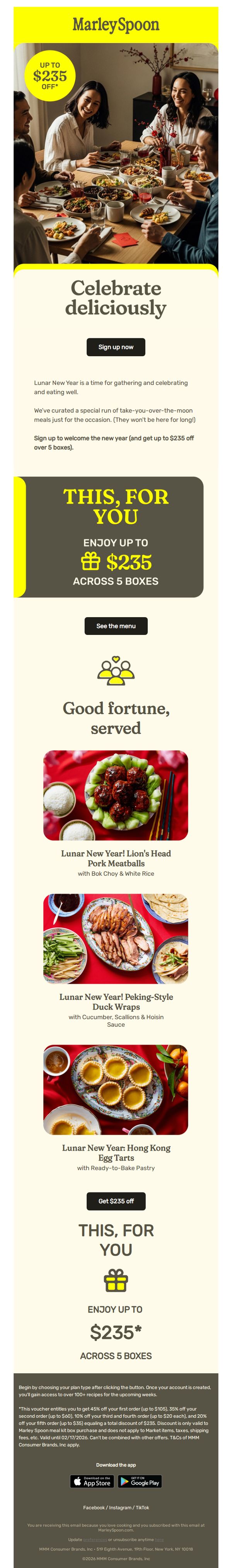 6. Marley Spoon: Good fortune tastes like this.